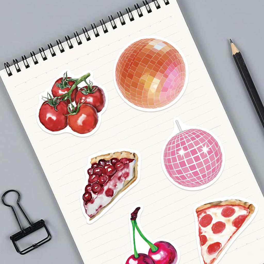 50PCS Cherry Downtown Stickers, Colorful Graffiti Decorative Stickers for Cups, Notebooks, Phones, and Luggage