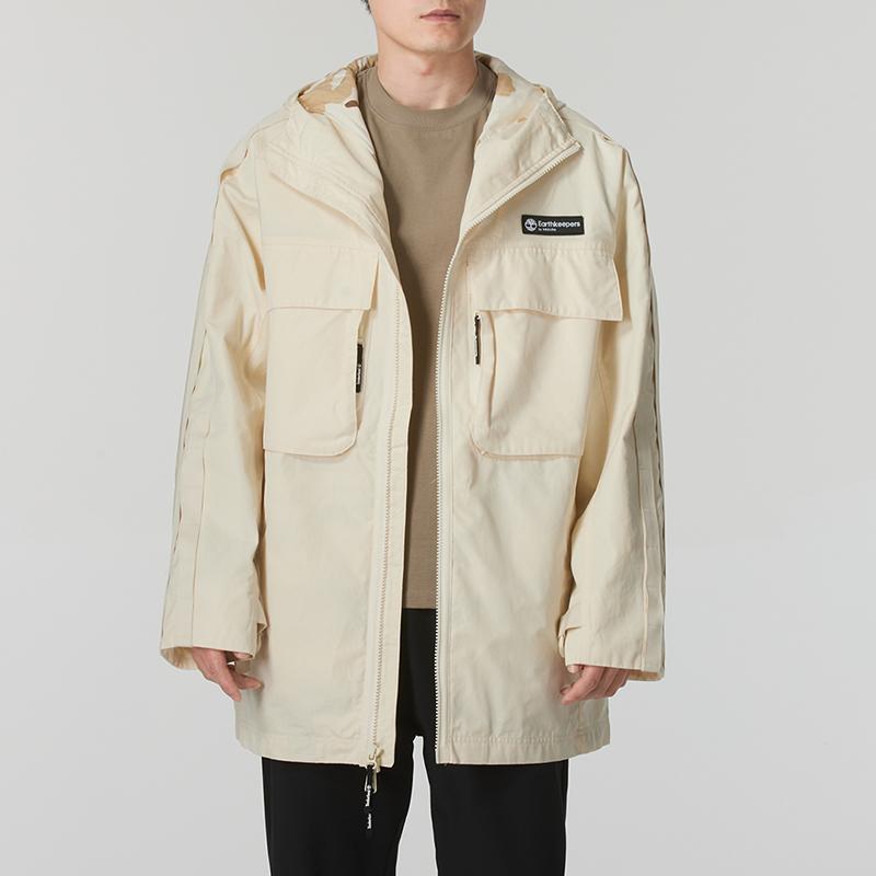 Timberland Giacca Casual Comoda con Cappuccio Monocolore Multi-Tasca da Uomo giacche Beige A5ZVWCR3