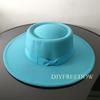 Fedora Hat for Women Men Flat Top Concave Design Autumn Winter Bow Tie Jazz Hat Colorful Unisex Fedora Wide Brim Hat Panama 2022