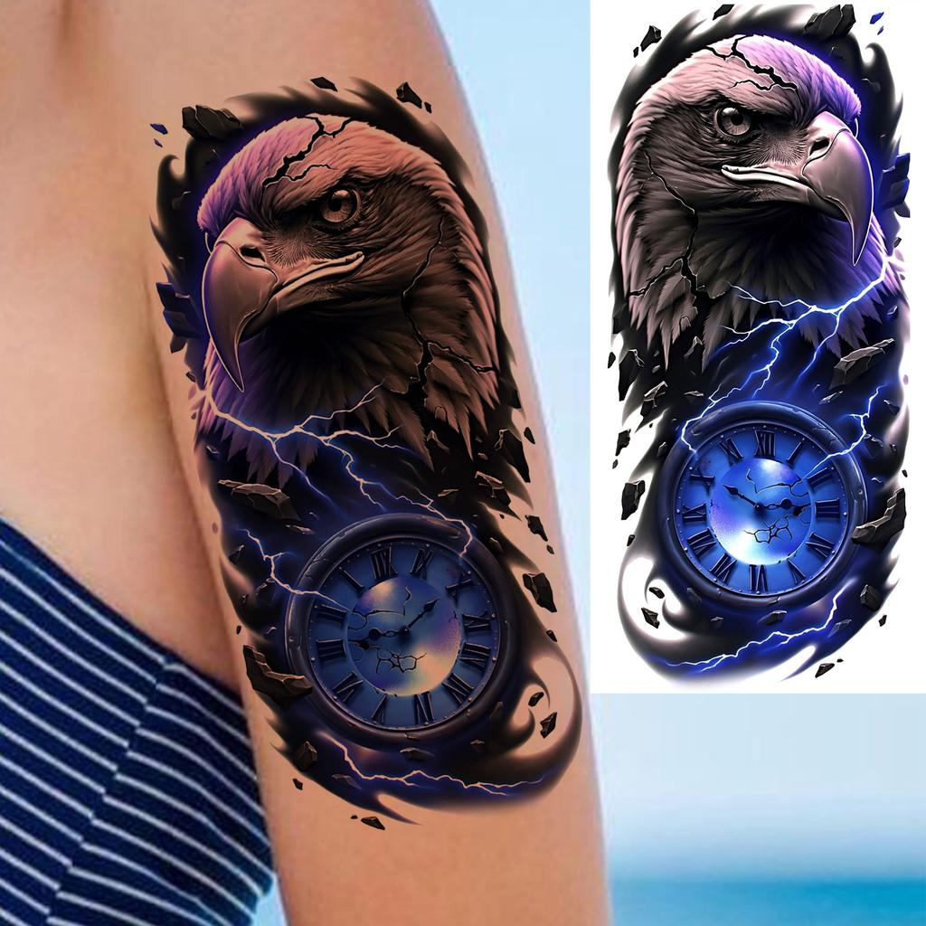 1 Foglio Tatuaggi Temporanei Creativi Cool Leone Lupo Aquila Per Uomini Donne Adulti, Tatuaggi Finti Temporanei Impermeabili a Lunga Durata