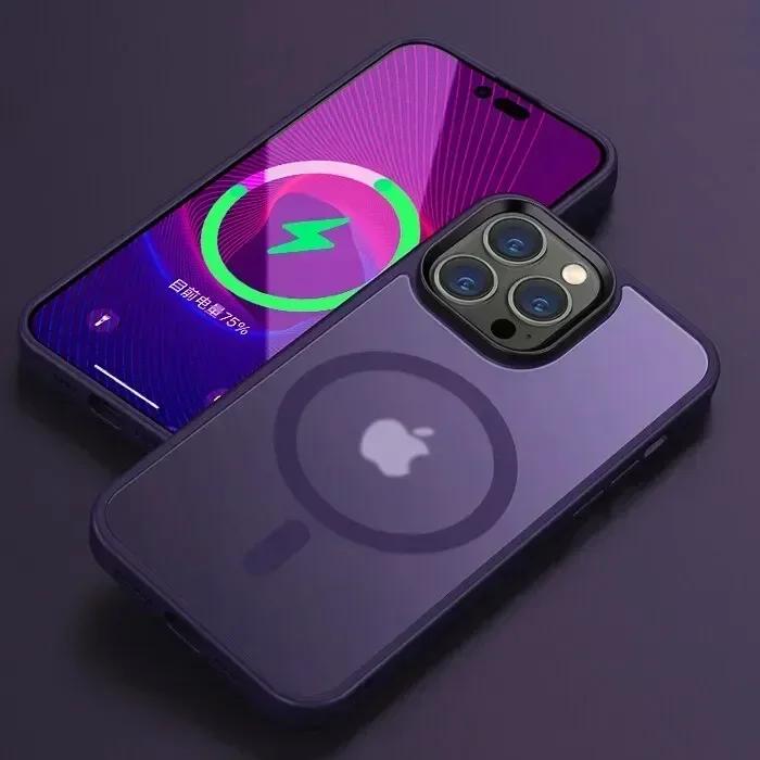 Luxury Matte Magnetic For Magsafe Translucency Case For iPhone 16 15 14 13 12 11 Pro Max 15Plus Wireless Charge Shockproof Cover