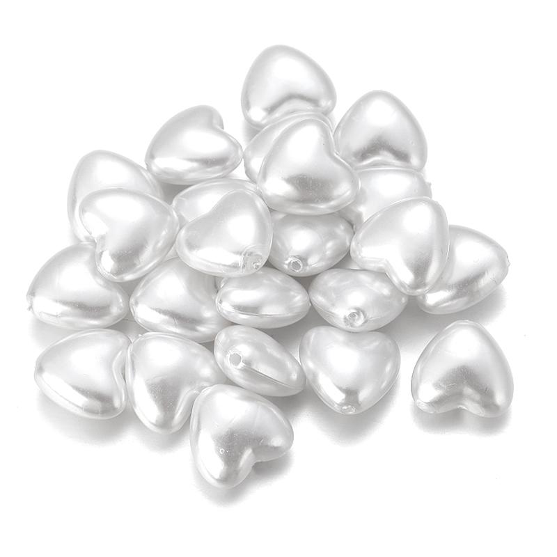 30pcs/lot ABS Imitation Pearl Beads Heart Beads Loose Spacer Beads For Jewelry Making Acrylic Beads DIY Earring Bracelet Crafts
