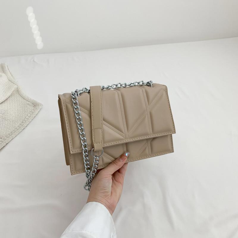 Stylish Pu Material Women's Chain Shoulder Bag Trendy Small Square Purse For Daily Use
