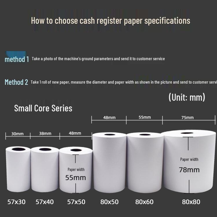 Supermarket 80mm Thermal Receipt Paper Roll, 57x40mm, 50mm Core for Restaurant and Takeout