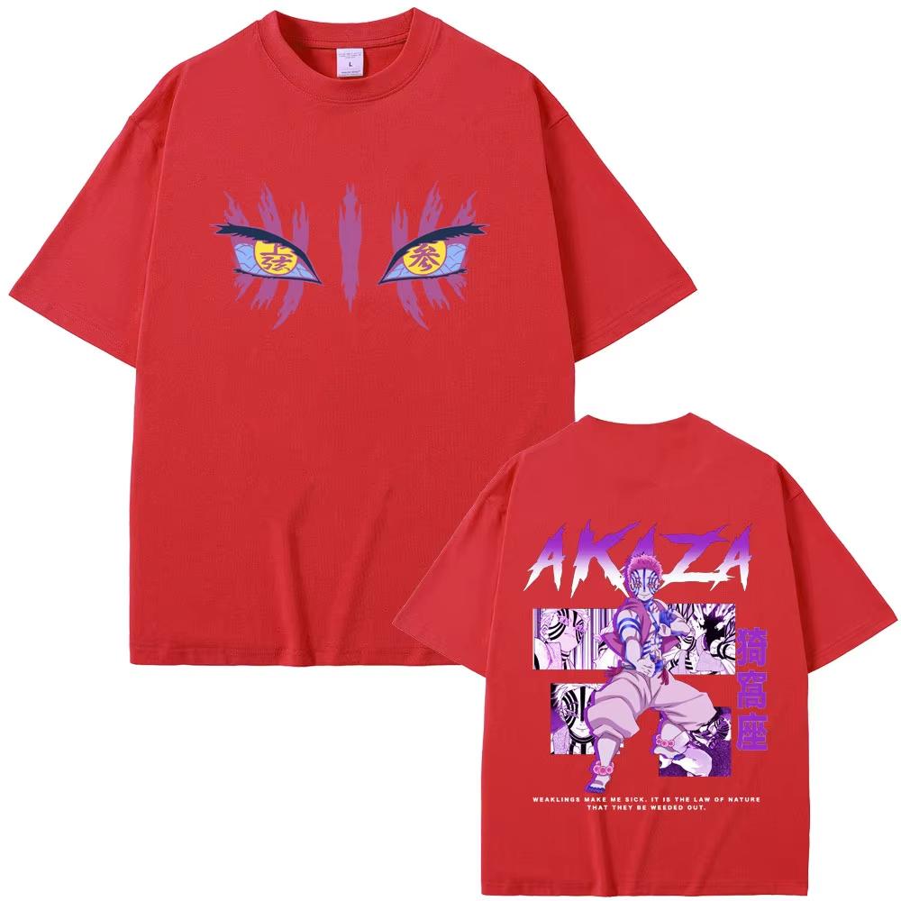 Anime Demon Slayer T-shirt Akaza Graphic T Shirt Summer Men Women Clothing Cartoon Fashion Trend Tshirts Male Vintage Streetwear