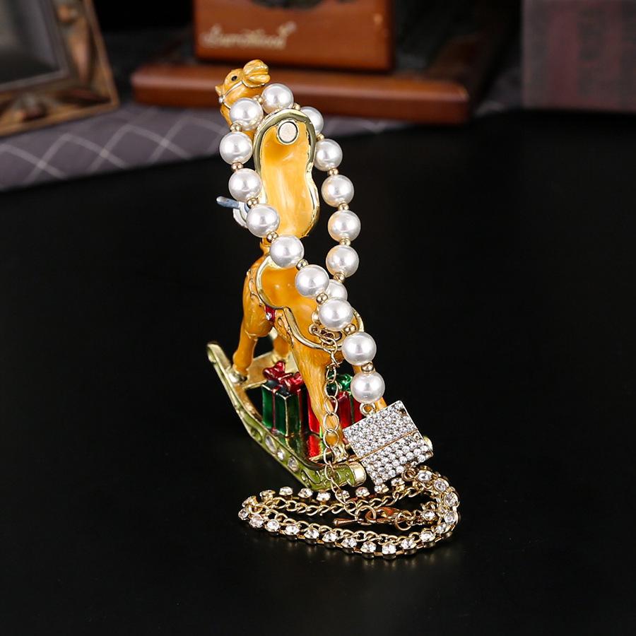 Scatola Portagioie in Metallo Smaltato Stile Lusso Leggero Pupazzo di Neve Cavallo di Troia Scatola Portaoggetti a Ribalta Antipolvere Ornamento per la Casa Scatola Portagioie