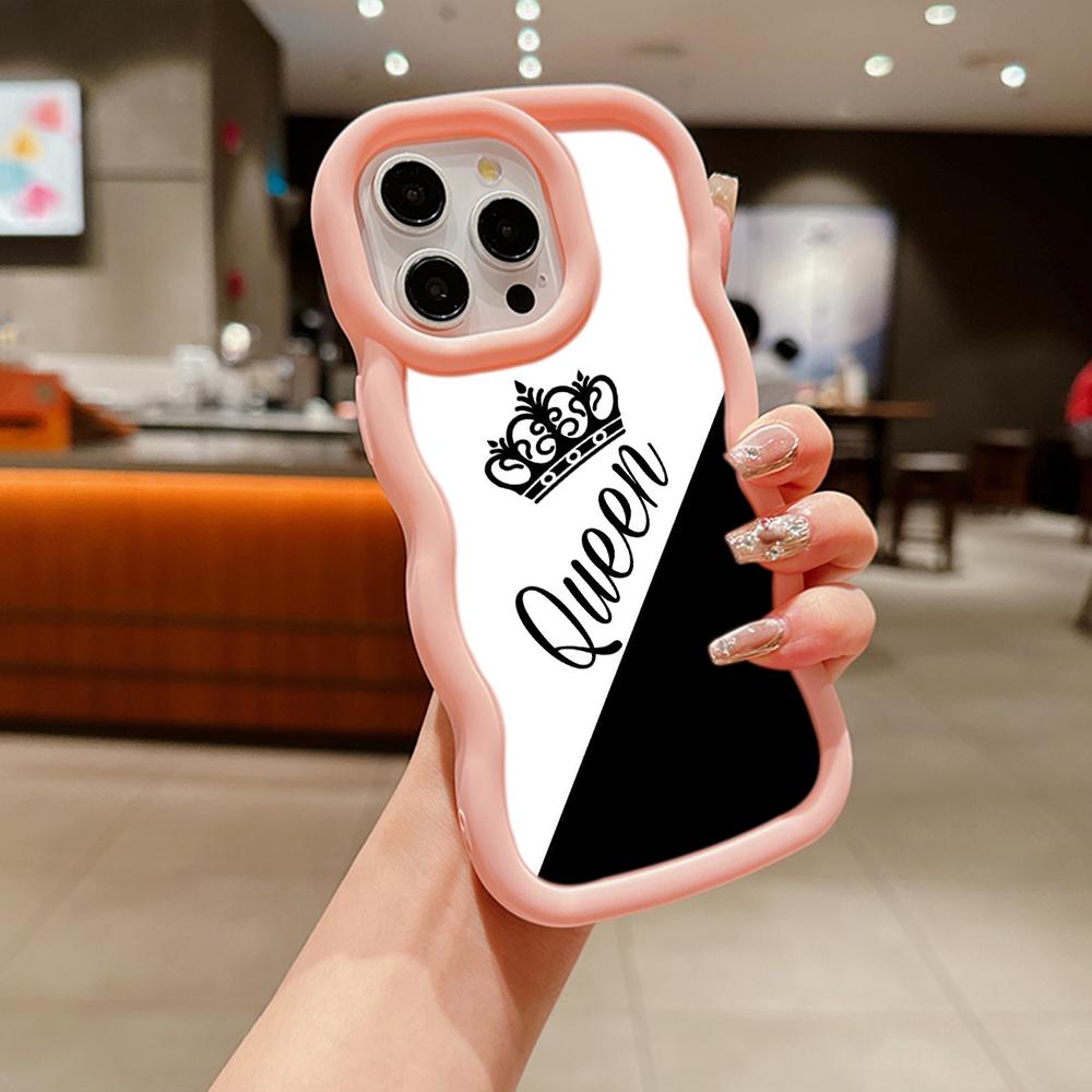 

Мягкий чехол для телефона Macaron Big Wave для iPhone 11 12 13 14 15 Samsung A13 A14 A15 A23 A24 A25 A54 A55 Xiaomi Redmi Note 13, чехол A17 Пара Queen King itel P55 4G(itel A70)