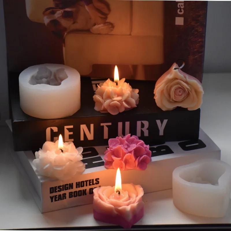 3D Love Rose Silicone Candle Mold Handmade Flower Crafts Resin Plaster Soap Molds for Valentine's Day Decoration Gift
