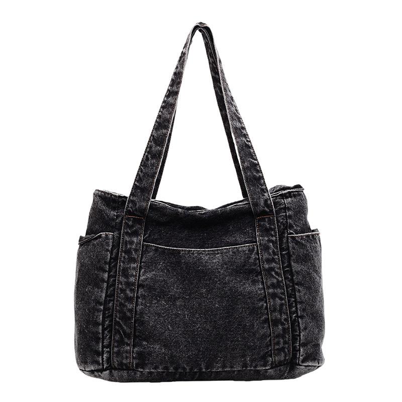 2025 new product handbag women's large-capacity casual simple denim bag student commuter shoulder bag