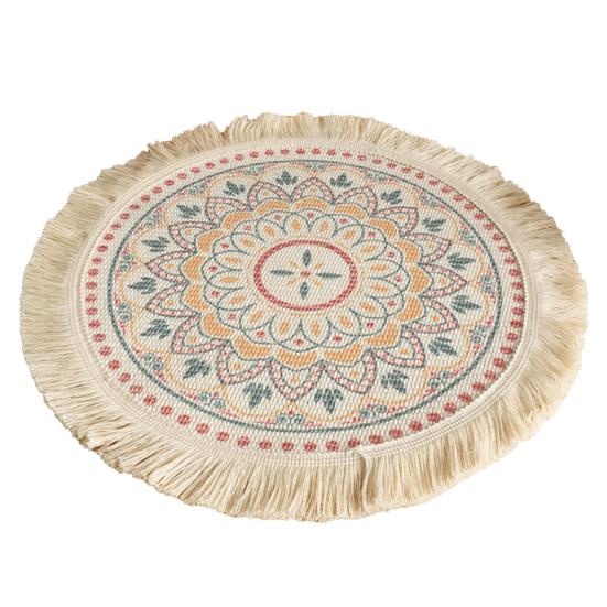 Beautiful Flower Pattern Placemat Good Woven Stylish Cotton Dinner Mat for Home