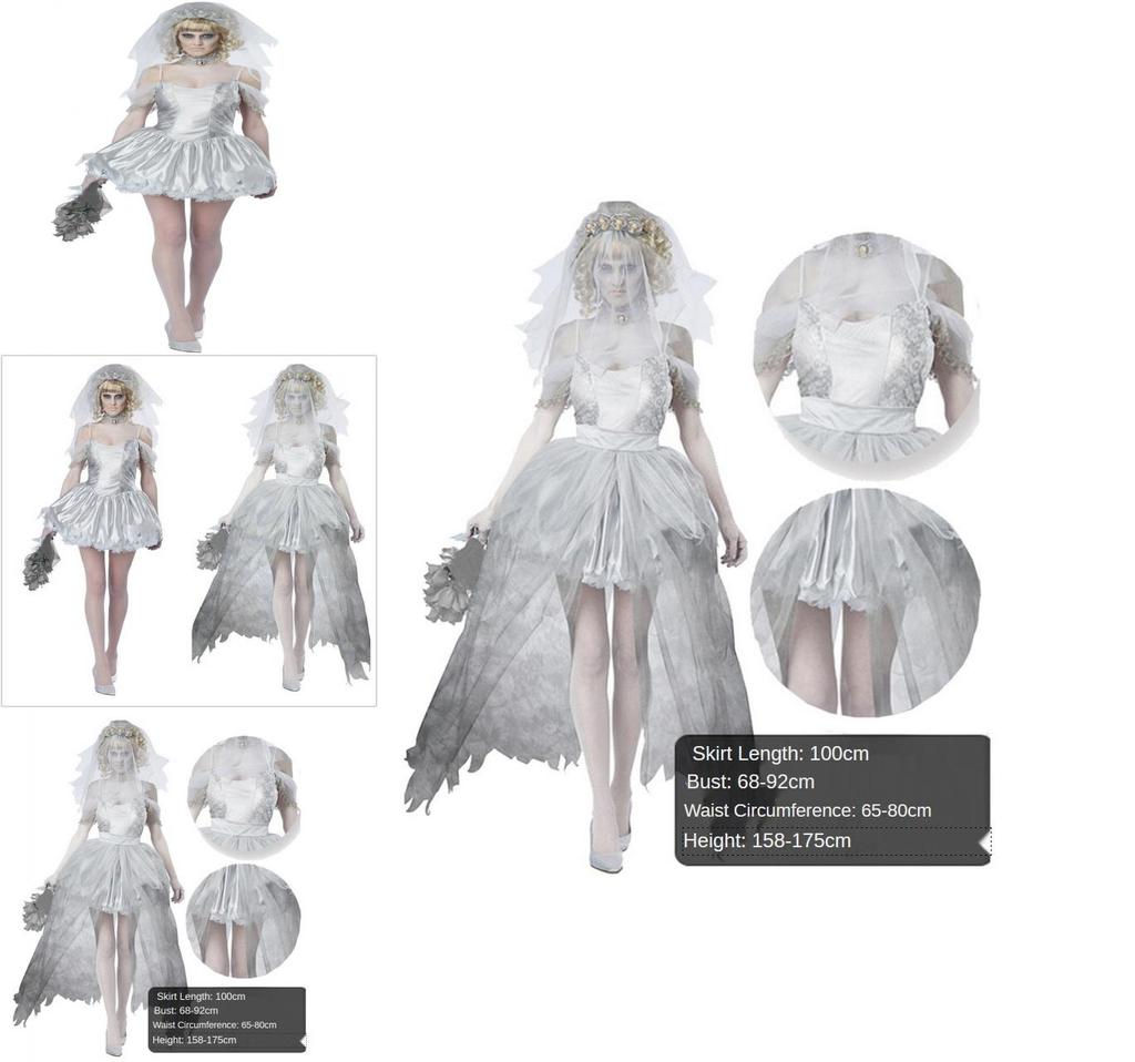 Halloween Ghost Bride Dress Costume For Women Role Play Party Cosplay