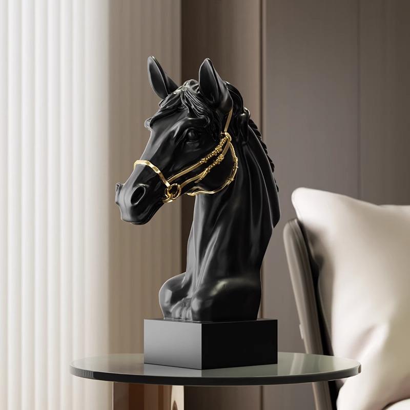 Pre-owned Resin Horse Head Figurine for Elegant Home or Office Display