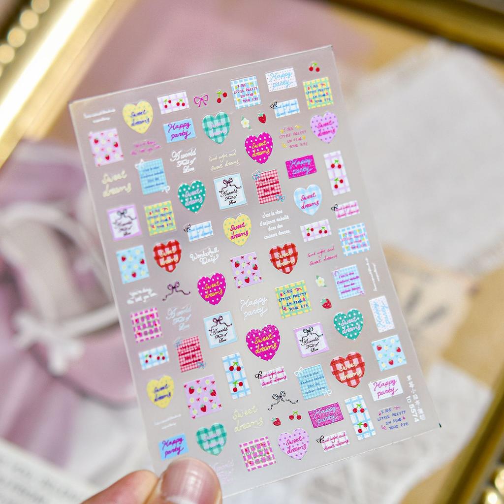1pcs Cute Graffiti Lines Nail Art Stickers 5D Embossed Butterfly Rabbit Nail Art Accessory Stickers Self Adhesive Decal