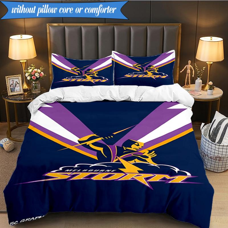 3PCS Melbourne Storm Team Bedding Set 2D Printing (Includes 1 Duvet Cover + 2 Pillowcases Coreless), Bedroom decor,Fan Gift
