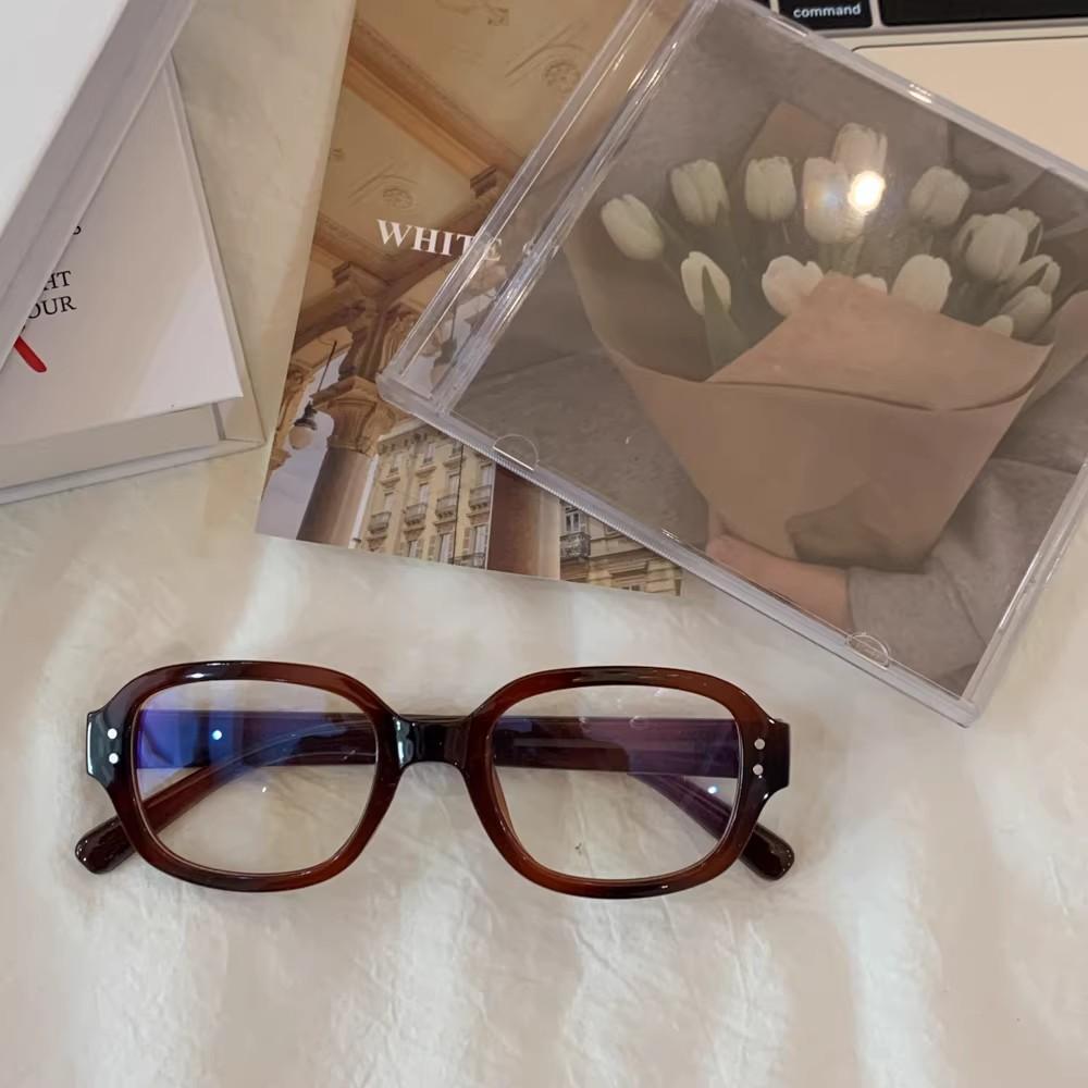 

Retro Square-Round Frame Clear Glasses Plain Eyeglasses Vintage Style Non-Prescription Eyewear Spectacles for Unisex Streetwear красный