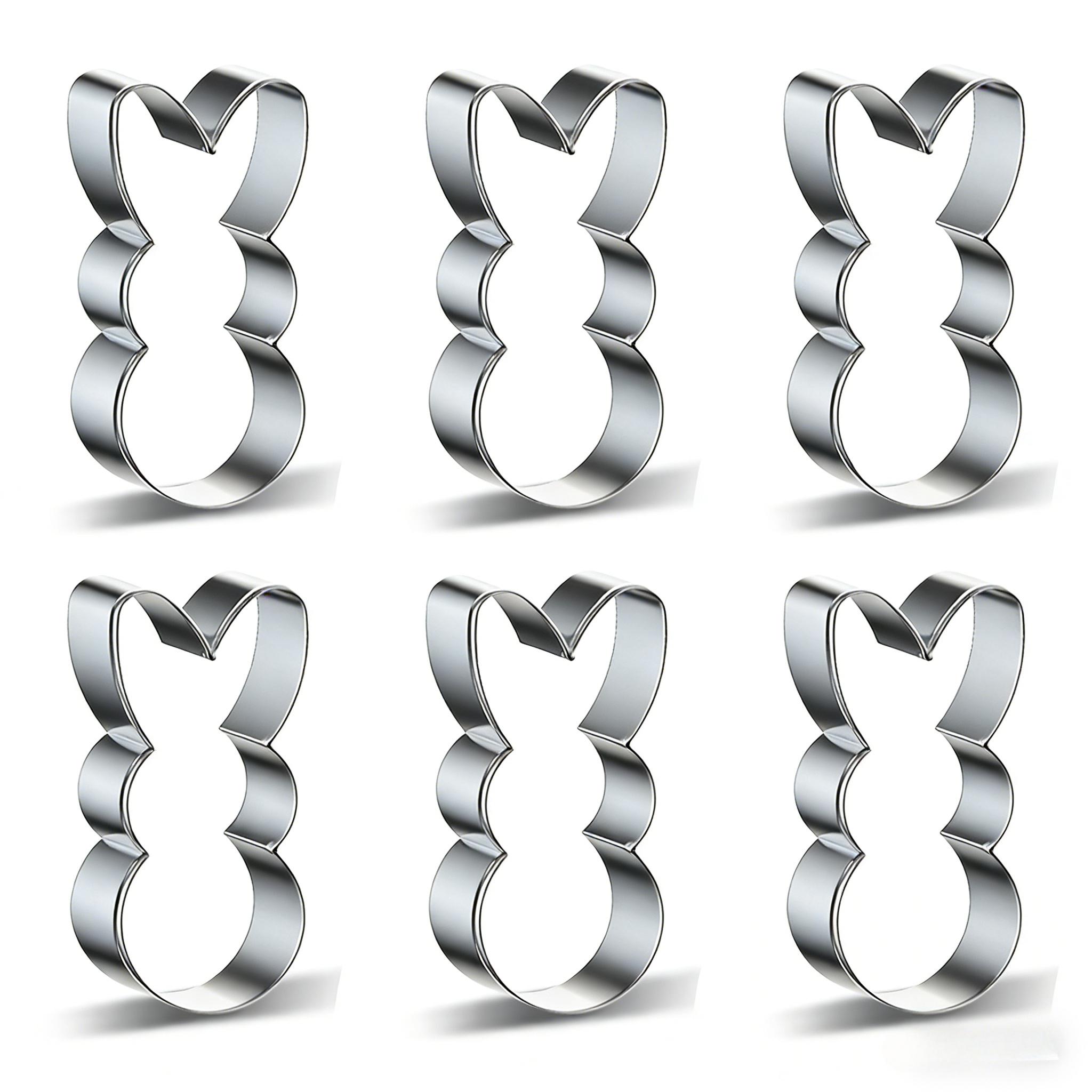 

6pcs Easter Stainless Steel Cookie Cutter | Happy Bunny Baking Tool for Biscuits and Rice Balls, 304 Stainless Steel