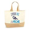 Tote Bag - PLANETEE - Fishing I Can't - Natural Jute - Beige - Printed In France
