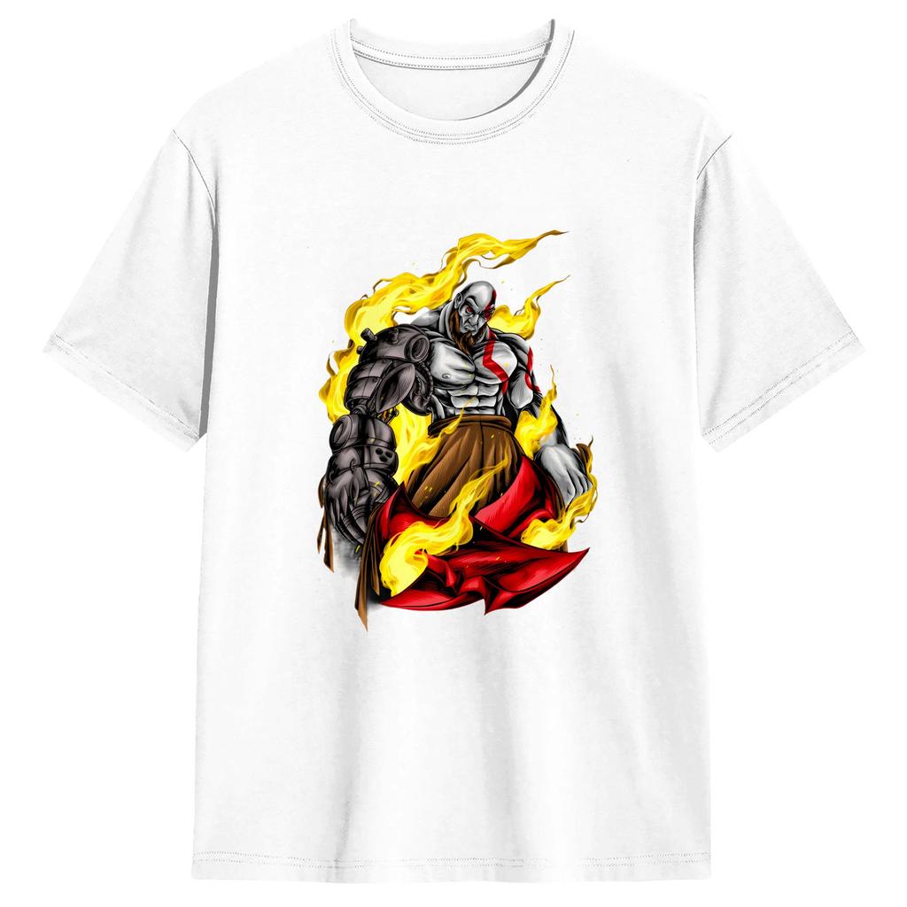 God of war Kratos TShirts for Unisex Funny Pure Cotton Tees Round Neck Short Sleeve T Shirt Classic Clothes