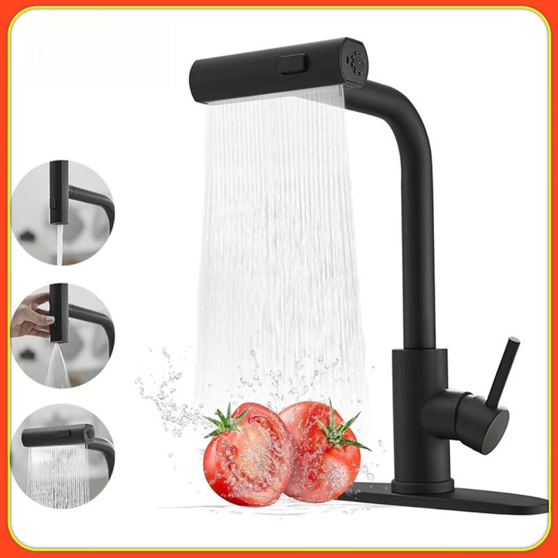 304 Stainless Steel Pull-Out Hot & Cold Rain Spray Kitchen Faucet