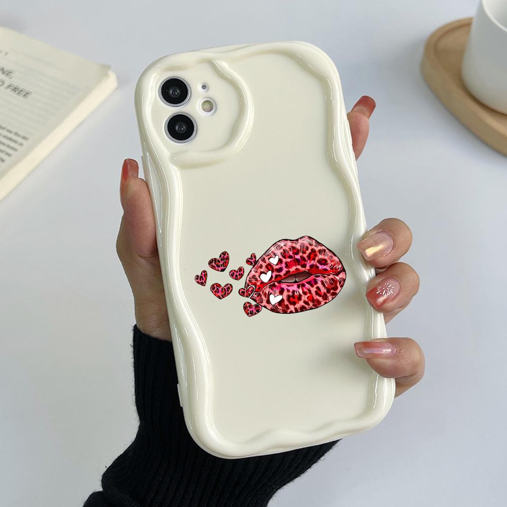 LZ21 Lips kiss design art Clear Soft Wave Phone Cases for Samsung S24 S23 Ultra S20 FE A54 A14 A52s A51 S10 Huawei Honor 90 Protection Back Cover