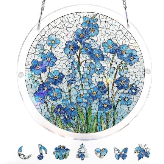 Acrylic Puzzles Sun Catcher Stained Glass Effect Window Hanging Decor Colorful