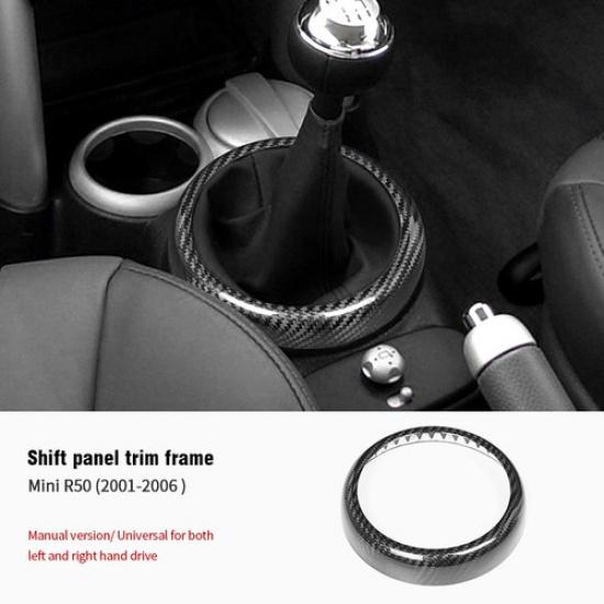 Real Carbon Fiber Car Center MT Gear Shift Bottom Cover For MINI R50 2001-2006 MT Gear Shift Panel Cover