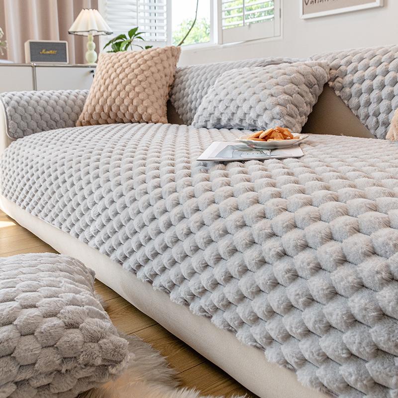 

Зимняя утолщенная термоплюшевая подушка для дивана с кроликом, простая современная легкая роскошная скандинавская нескользящая плюшевая подушка 70*70cm