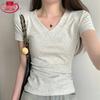 Langsheng Women's Slim Fit V-Neck Short Sleeve T-Shirt