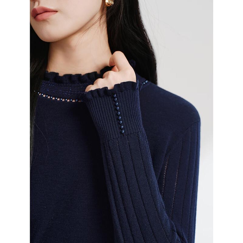 JUZUI Premium Pure Wool Mock Neck Knit Sweater