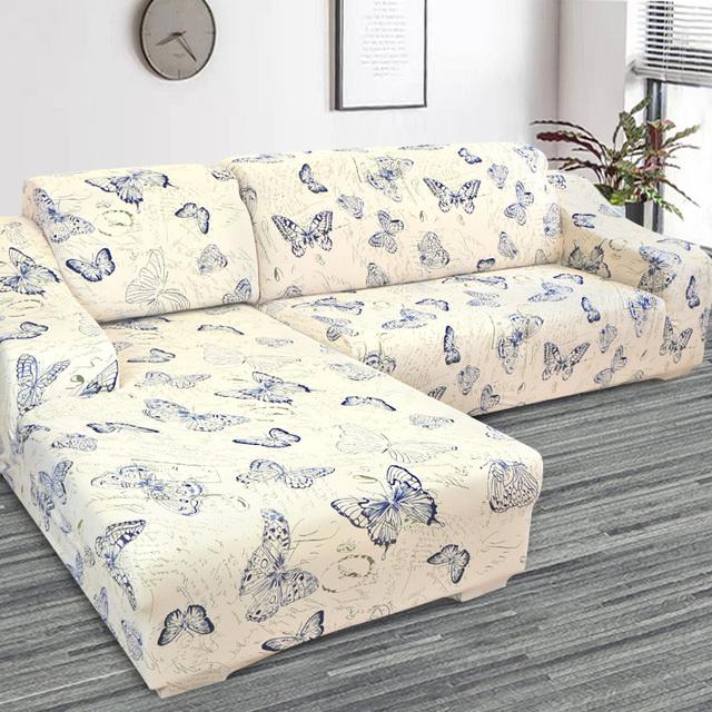 L Shape Corner Sofa Cover Elastic Used For Living Space Printed Cover For Sofa Slipcovers Elasticized 1 /2 /3 /4 Seat