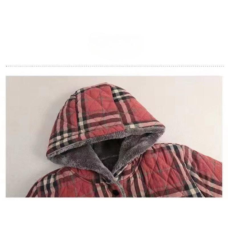 Winter Thickened Cotton Coat for Middle Aged Women Hooded Loose Warm Jacket Plus Size Winter Clothing
