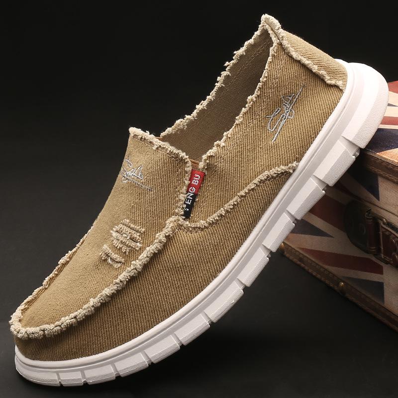 Chaussures pour hommes Chaussures décontractées en toile pour hommes Polyvalentes automne respirantes semelles souples Chaussures tendance printemps Chaussures plates Ouvert