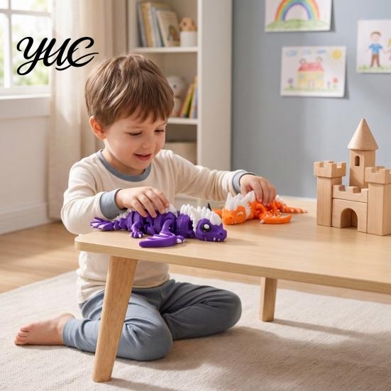Unique Fantasy Gift 3D Printed Articulated Dragon Figurine, Fully Jointed Movable Winged Moveable Toy, Desktop Ornament, Fidget for Kids Adults