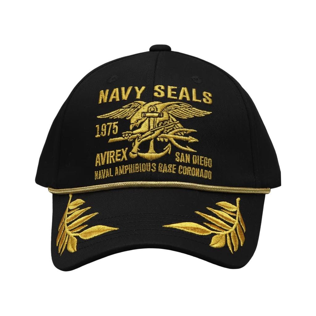 AVIREX Cap Men's Brand Logo Hat Long Brim American Casual Military AVIREX Navy US NAVY Apollo Cap Men Cool Stylish Black Gold
