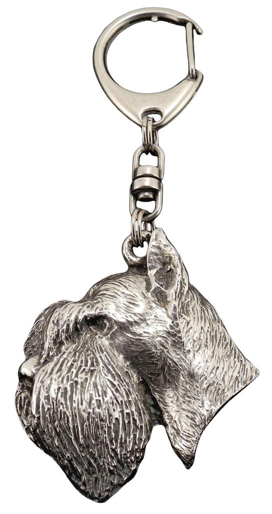 Schnauzer - Silver-plated Key Ring with a Dog In a Gift Box, Handbag Decoration, Backpack Pendant by Art-Dog Brand