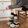 Autumn Winter Color Block Thicken Warm Leg Warners Knitted Wool Foot Covers JK Japanese Simple Harajuku Women Long Stockings New