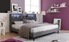 Upholstered Bed Double Bed Storage Headboard Bed with LED Lighting Bed Frame Slatted Frame made of Wood,140*200CM Grey (With Mattress)