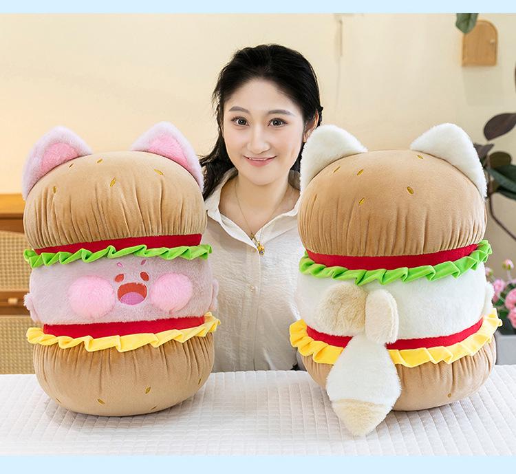 Adorable Dudu Cat Hamburger Plush Toy - Creative Cat Doll Children's Companion Gift