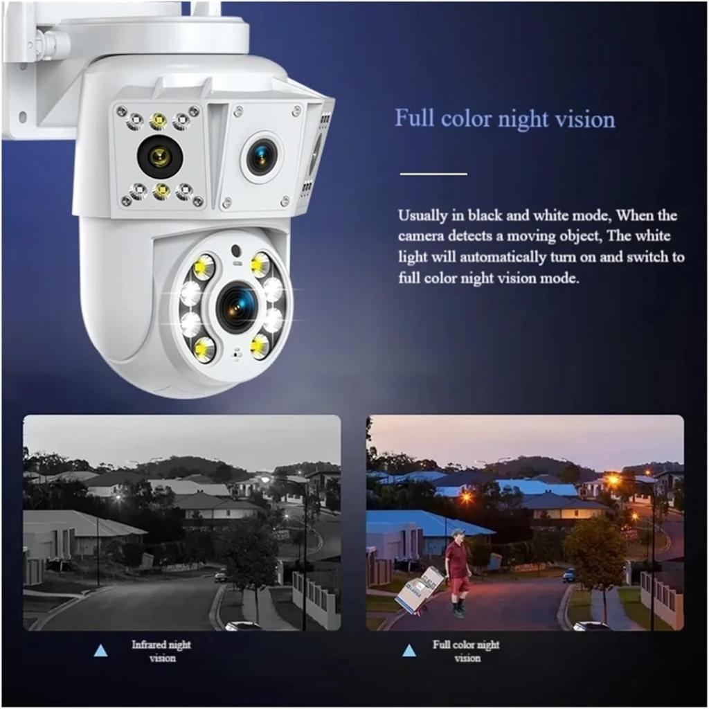 Dual Lens 6MP WiFi Security Camera, PTZ Wireless Home Security Camera,2.4/5GHz Wireless Camera, Video Surveillance for Home CCTV Security (NO Plug)