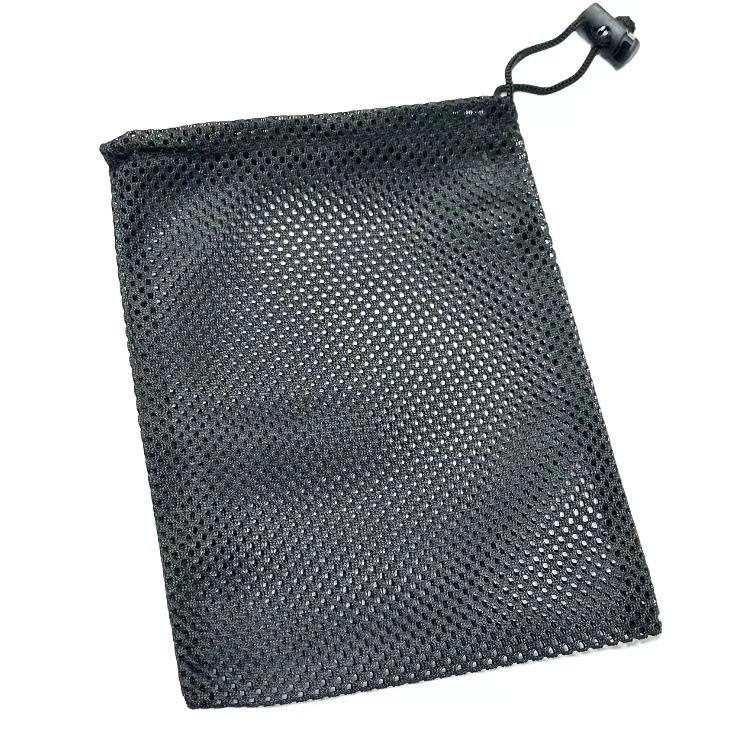 Schwarzer Polyester Kordelzug Netz Aufbewahrungsbeutel