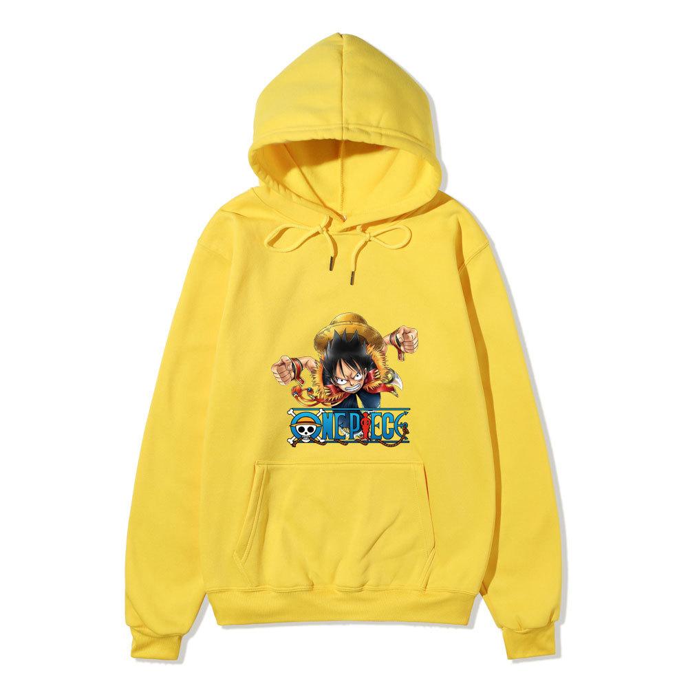 One Piece Monkey D. Luffy Hoodie, Anime Character Printed Pullover Hooded Sweatshirt Casual Long Sleeve Hoodie