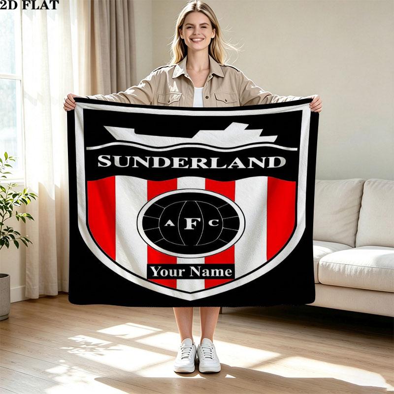 1PC Sunderland A.F Custom Name Patterned Flannel Blanket Suitable For All Seasons for Home Decor Warmth and Comfort Gifts Holiday Present
