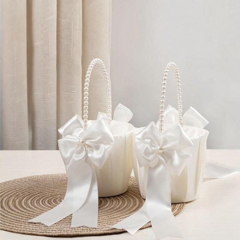 Marriage Western Style Flower Basket Wedding Flower Scattered Hand-held Pearl Small Happy Basket