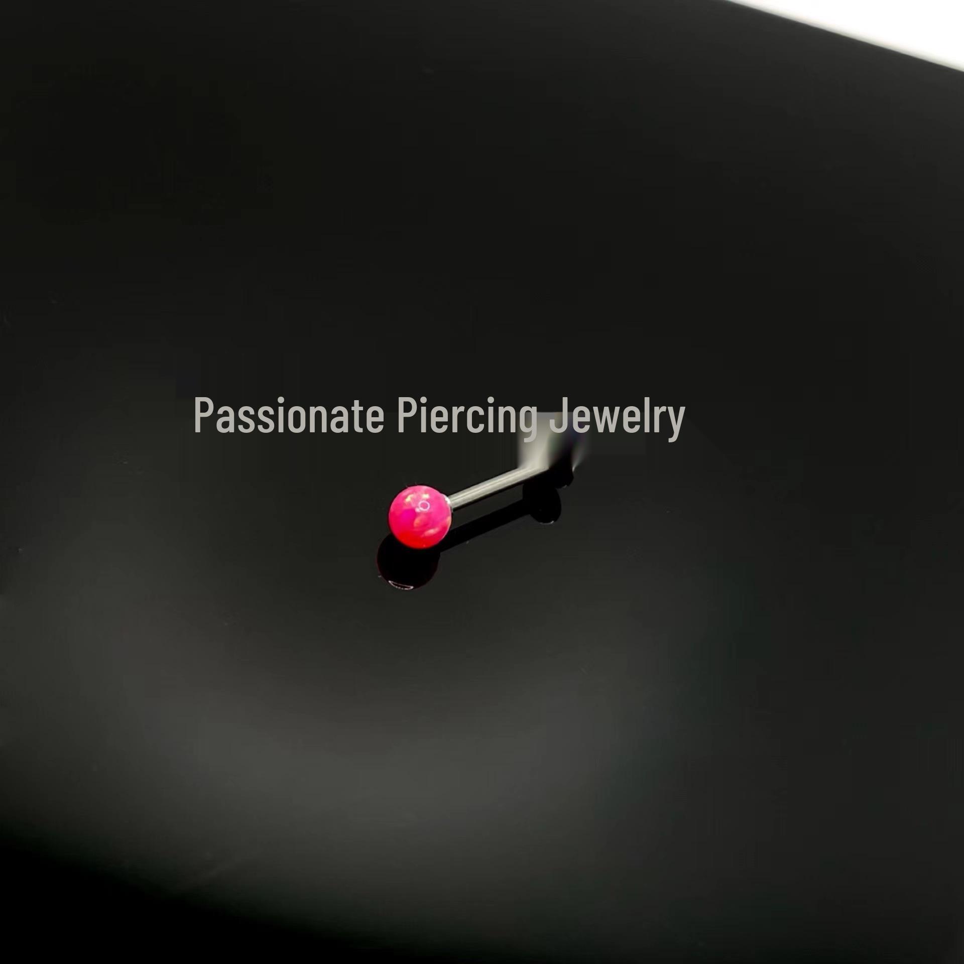 

Опаловый пирсинг-пусет для губы и хряща уха 6mm length, 1.2mm thickness, 4mm ball яркий розовый