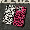 For IPhone 17 Air16 15 14 13 12 11 Pro Max Case Pink Leopard Print Lichee Pattern Silicone Cover For IPhone 15 16 Plus Fundas