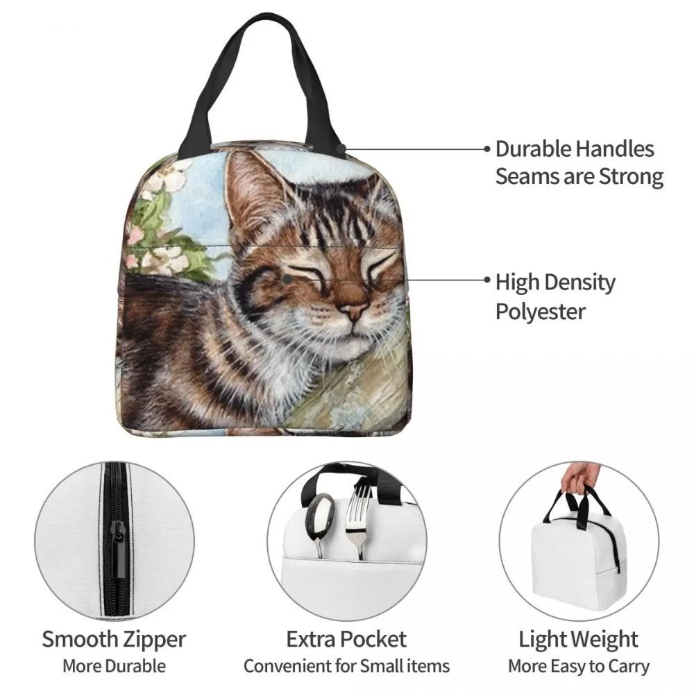 Cat Sleeps On A Tree Branch Insulated Lunch Bag for Women Office Cooler Thermal Food Box Tote Portable Lunch Boxes Container