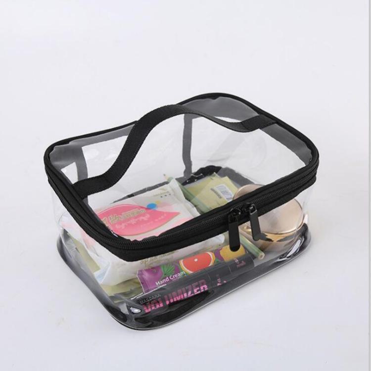 Bolsa de Viaje Transparente e Impermeable de PVC para Maquillaje y Artículos de Aseo, Tamaños Grande y Pequeño