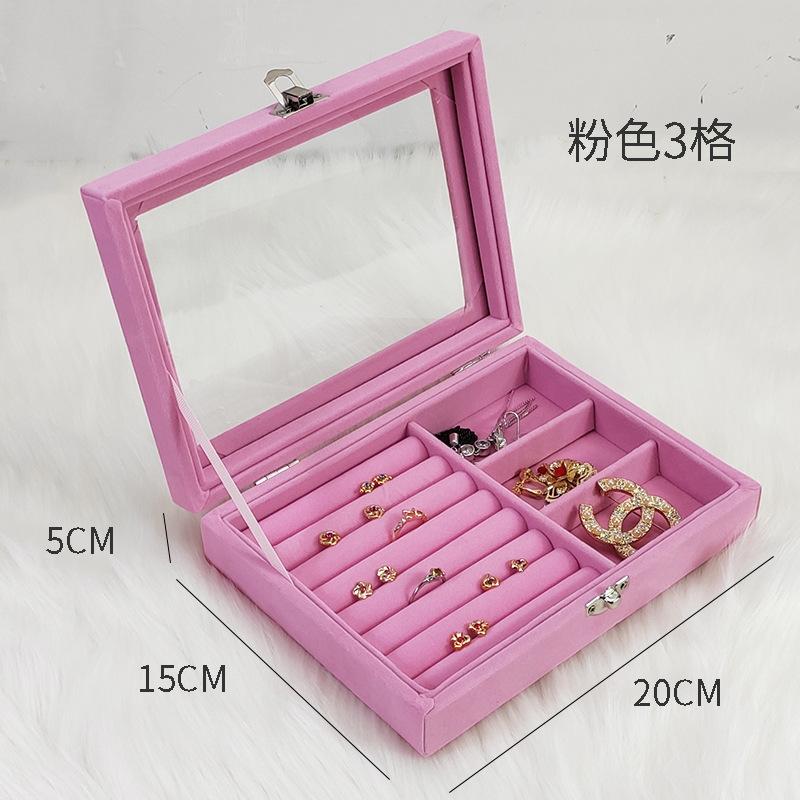 Velvet jewelry box with pearl; storage box; display box; nine-grid storage box; transparent
