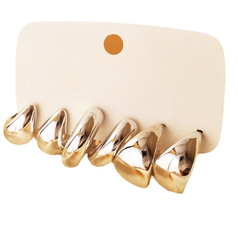 Pack Of 6 Water Drop C Shaped Ear Rings Acrylic Fashion Earrings for Trendy Women Handmade Jewelry Accessories