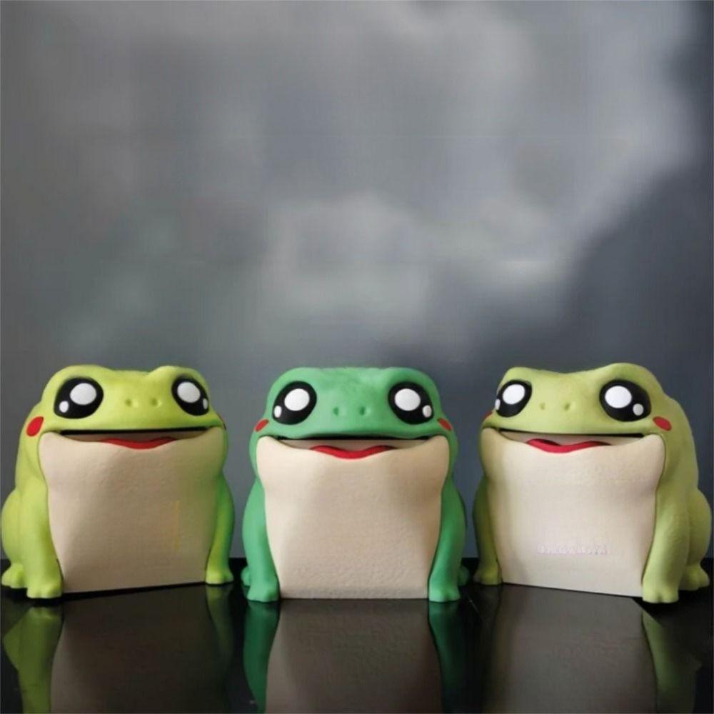 Large Opening Frog Toilet Paper Holder Dust-proof Big Mouth Creative Paper Towel Box 3D Printed Space Saving
